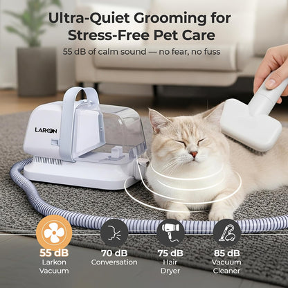 Close-up of the Larkon pet nail grinder tool attachment demonstrating safe paw care.