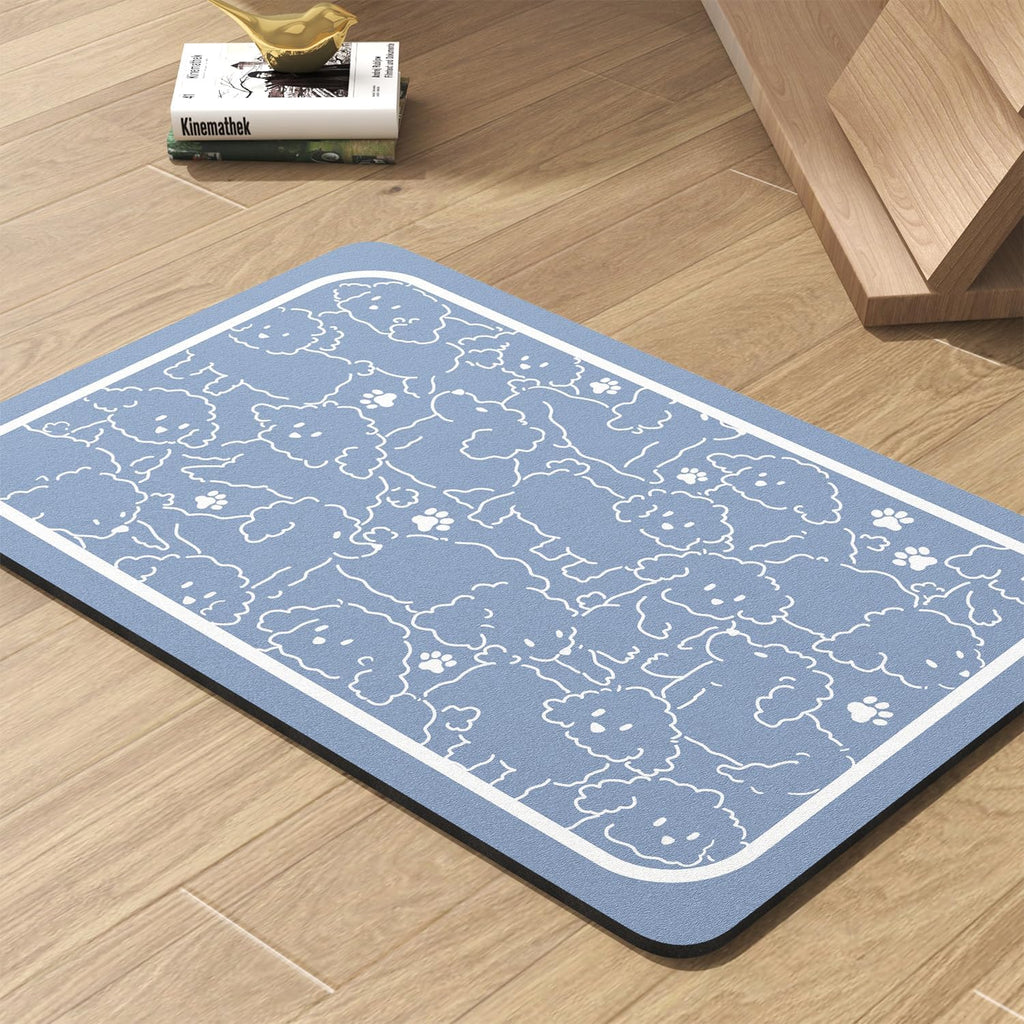 Quick dry water dispenser mat showing non slip rubber backing texture