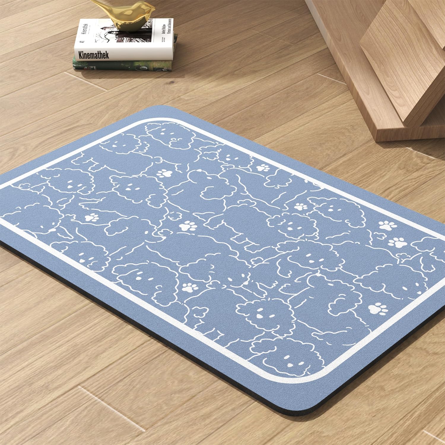 Quick dry water dispenser mat showing non slip rubber backing texture
