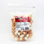 Close up view of authentic USA imported Ol' Roy chicken wrapped beefhide rolls for dogs