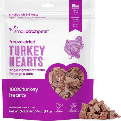 Smallbatch Premium Freeze Dried Turkey Heart Treats 3.5 Ounce front package view
