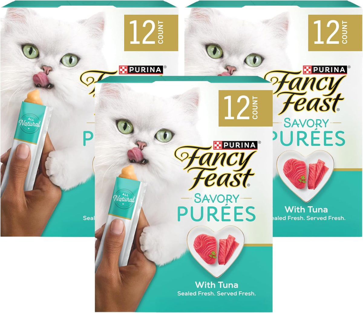 Purina Fancy Feast Squeezable Cat Treats Tube, Savory Puree Naturals with Natural Tuna in a Demi-Glace - 0.35 Ounce (Pack of 12) - Image 12