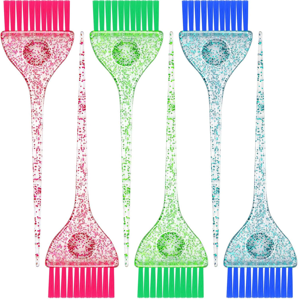 Patelai 6 piece glitter hair dye brush set front view