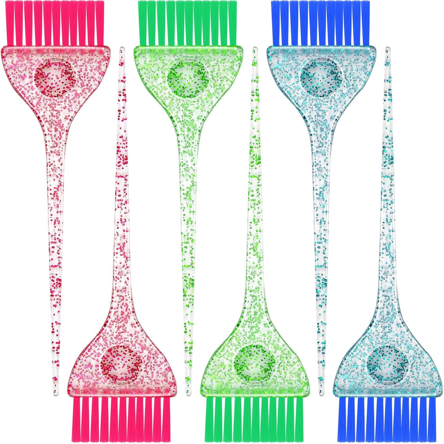 Patelai 6 piece glitter hair dye brush set front view