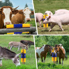 Side profile of yellow livestock scratch brush for farm use