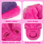 Close up shot of the high quality stretchable coral fleece fabric material used in the pet clothes.