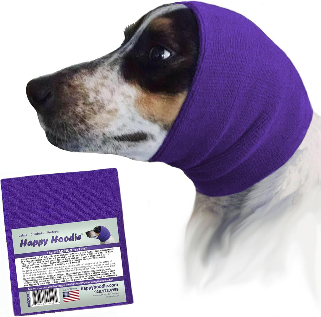 Happy Hoodie The Original Dog & Cat Calming Band - American Brand - Anxiety Relief/Noise Protection - Grooming - Thunder - Fireworks (Large, Black) - Since 2008 - Image 12