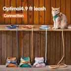 Adjustable step in cat harness with leash attachment back view