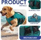 Asenku dog swimming vest side angle lake green dog life preserver