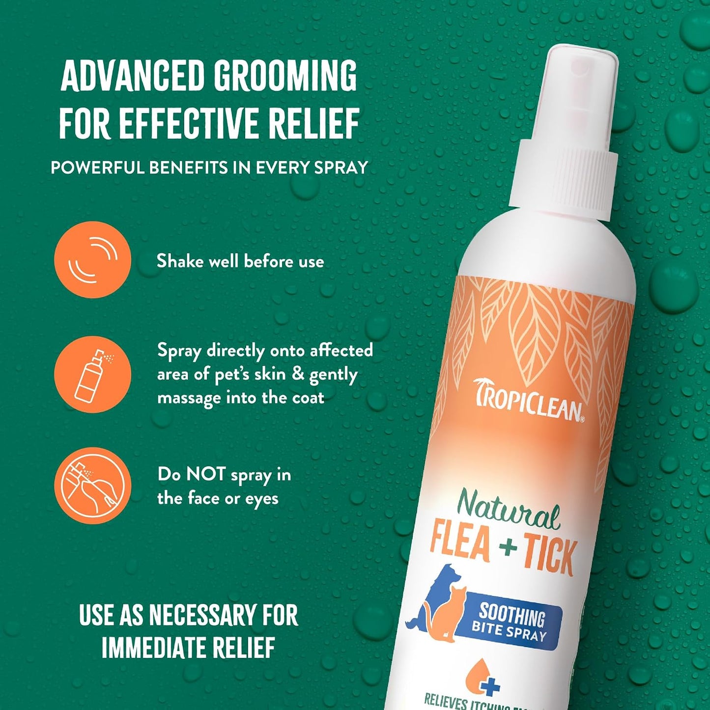 TropiClean USA imported natural flea and tick soothing bite care treatment eight ounce packaging