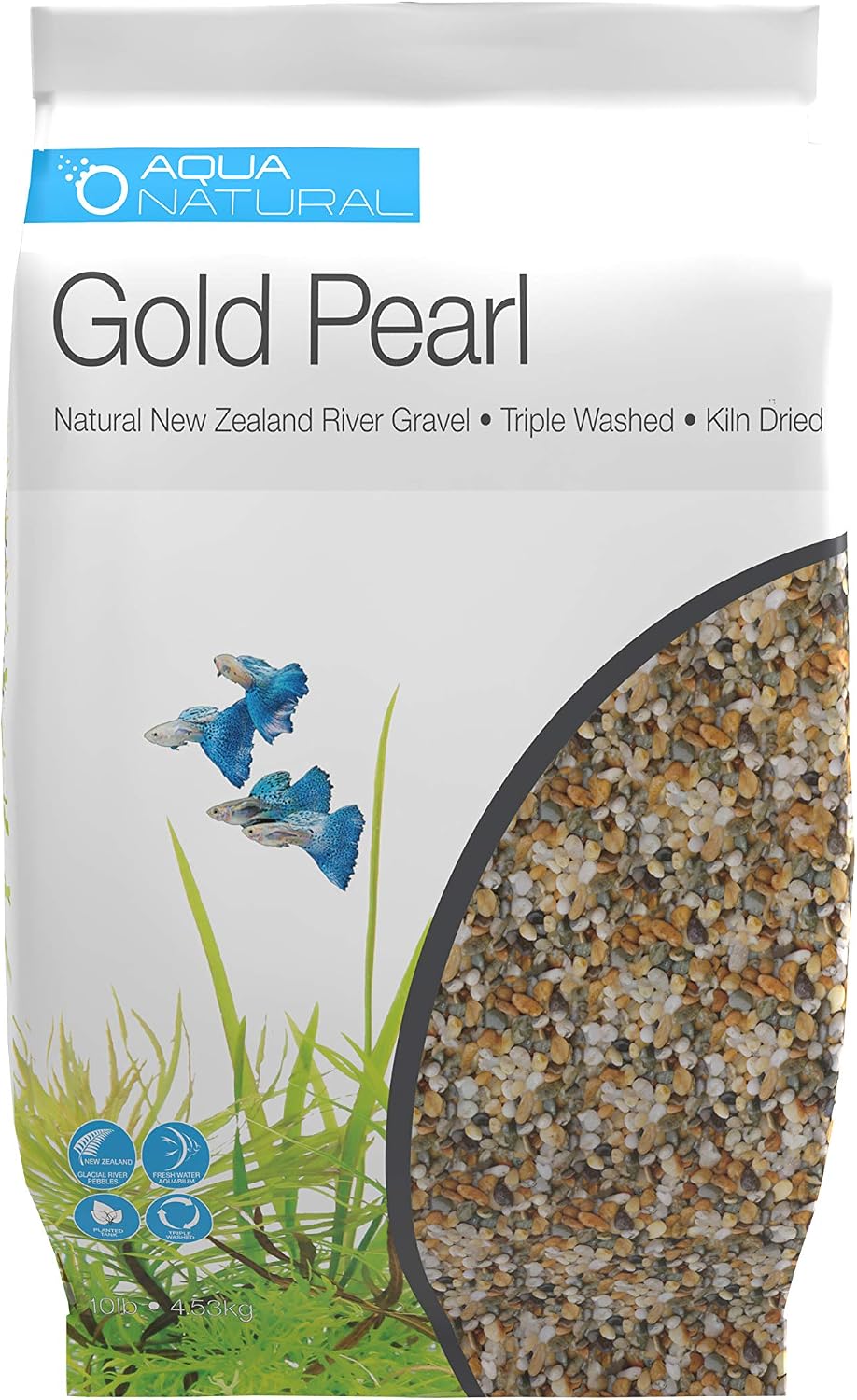 Aqua Natural Gold Pearl gravel bag front view for aquascaping