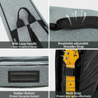 MUZNOTE electric guitar backpack focusing on the shockproof rubber bottom base.
