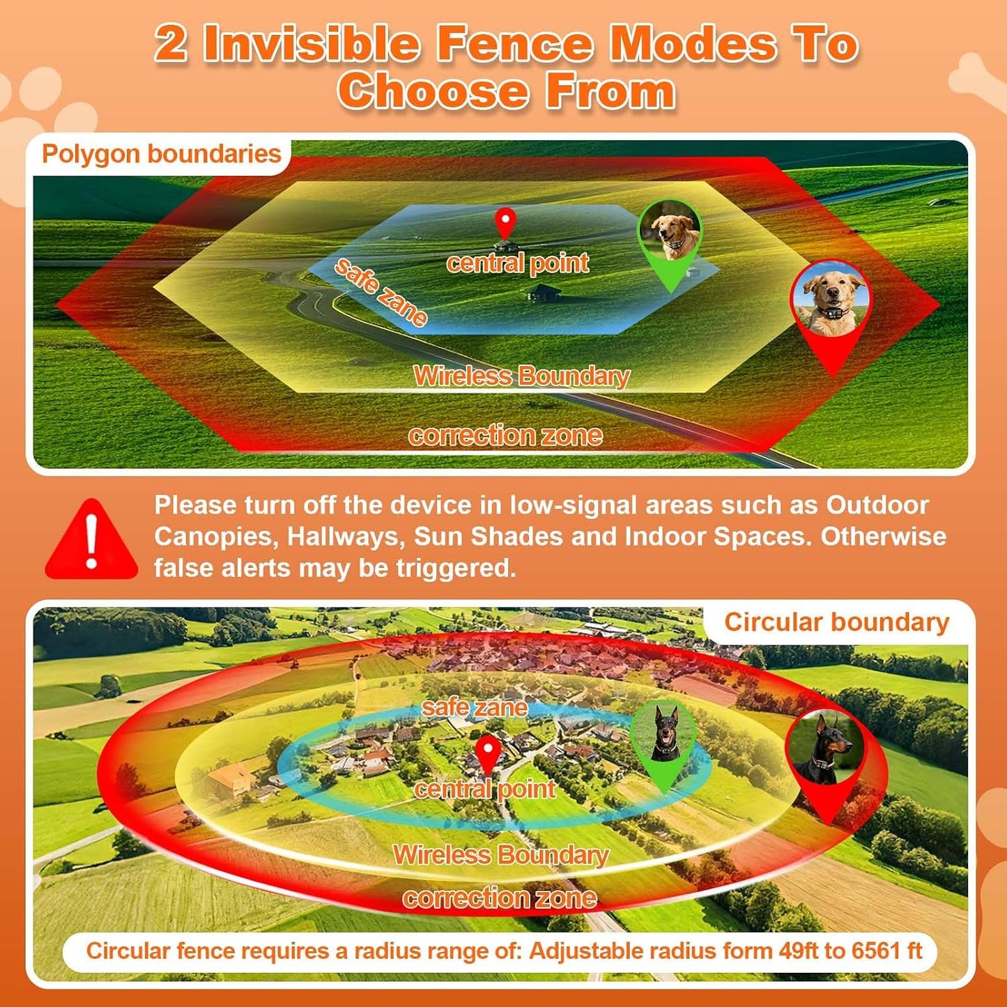 Waterproof rechargeable virtual dog fence collar highlighting the IPX7 protective casing design.