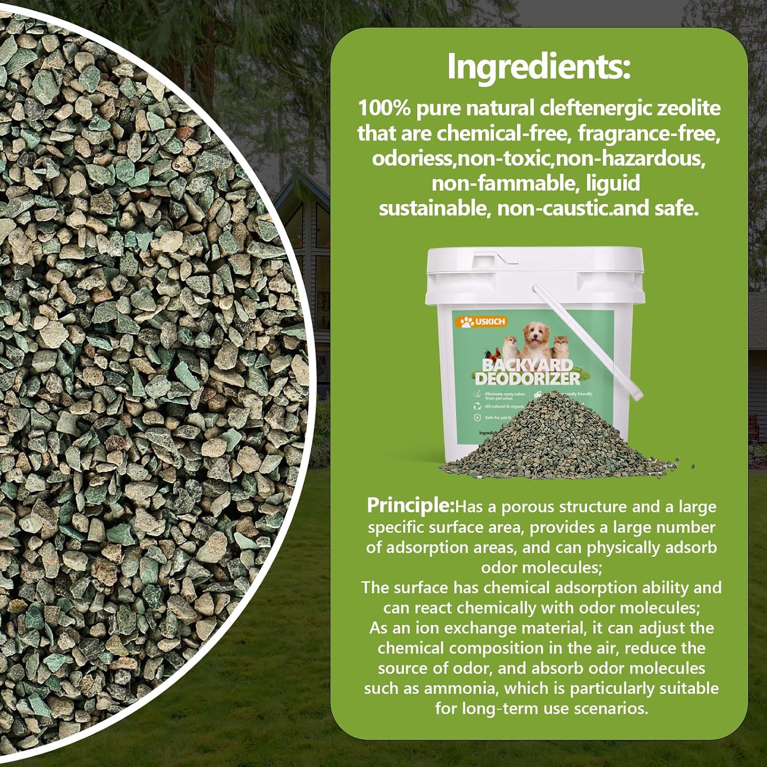 USKICH natural zeolite granules texture lawn deodorizing solution.