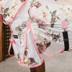 Jeffers Rose Garden pattern horse fly sheet showing attached neck cover detail
