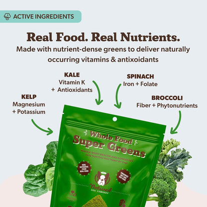 Natural Dog Company dog multivitamin powder packaging highlighting immune support benefits