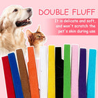 A group of identical newborn puppies wearing diverse colored Bilkeru identification collars for clear distinction.
