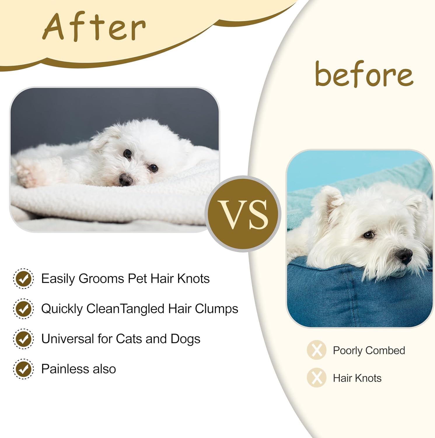 Side profile of YTaraHub grooming comb set for mat removal