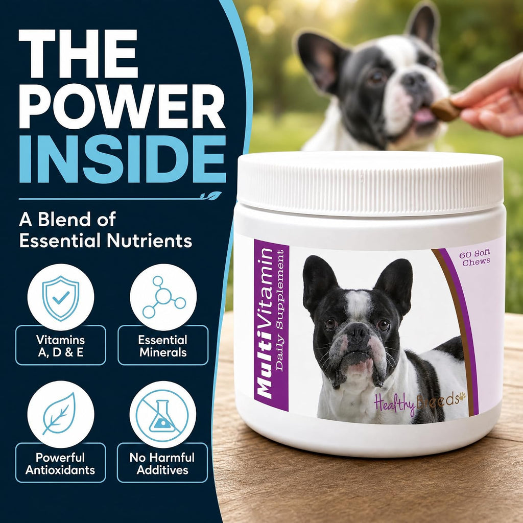 Healthy Breeds dog supplement bottle label details
