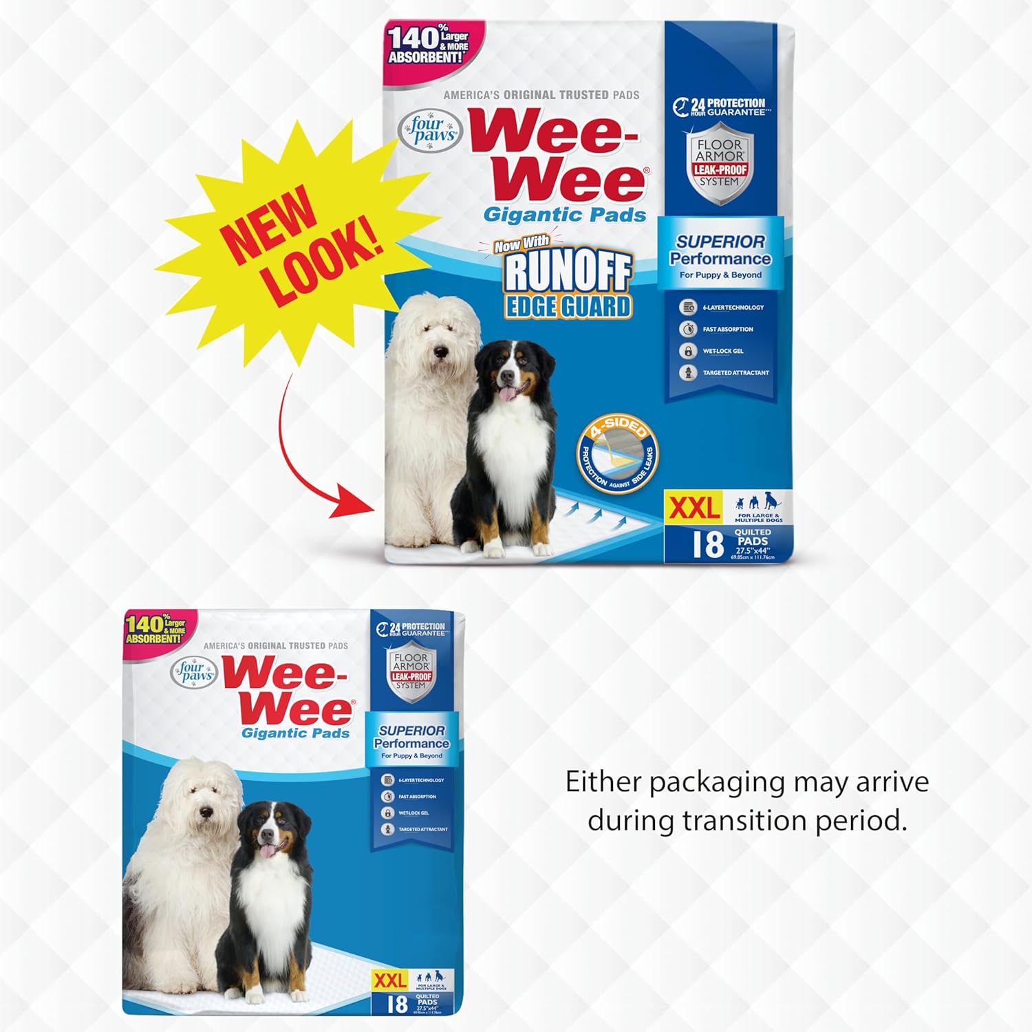 Four Paws Wee Wee Gigantic Dog Potty Training Pads opened flat showing large size