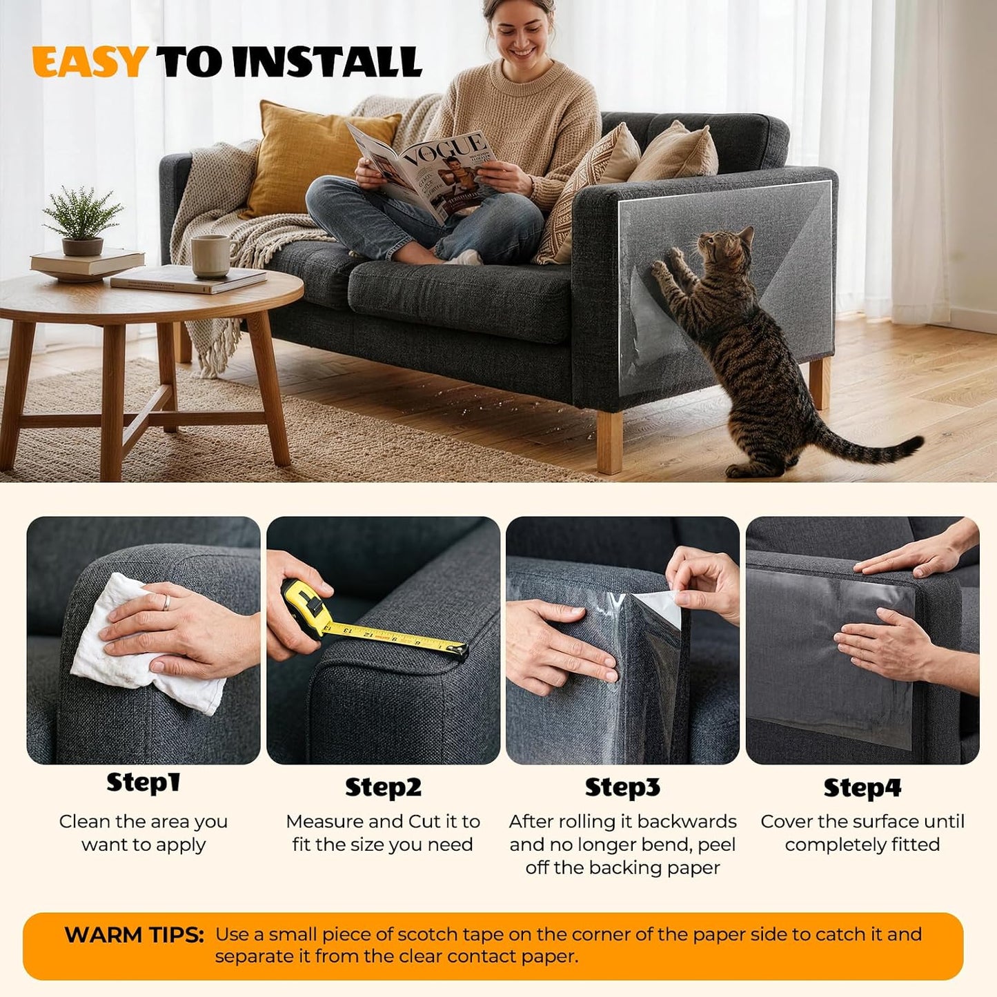 High quality vinyl pet scratch deterrent roll dimensions