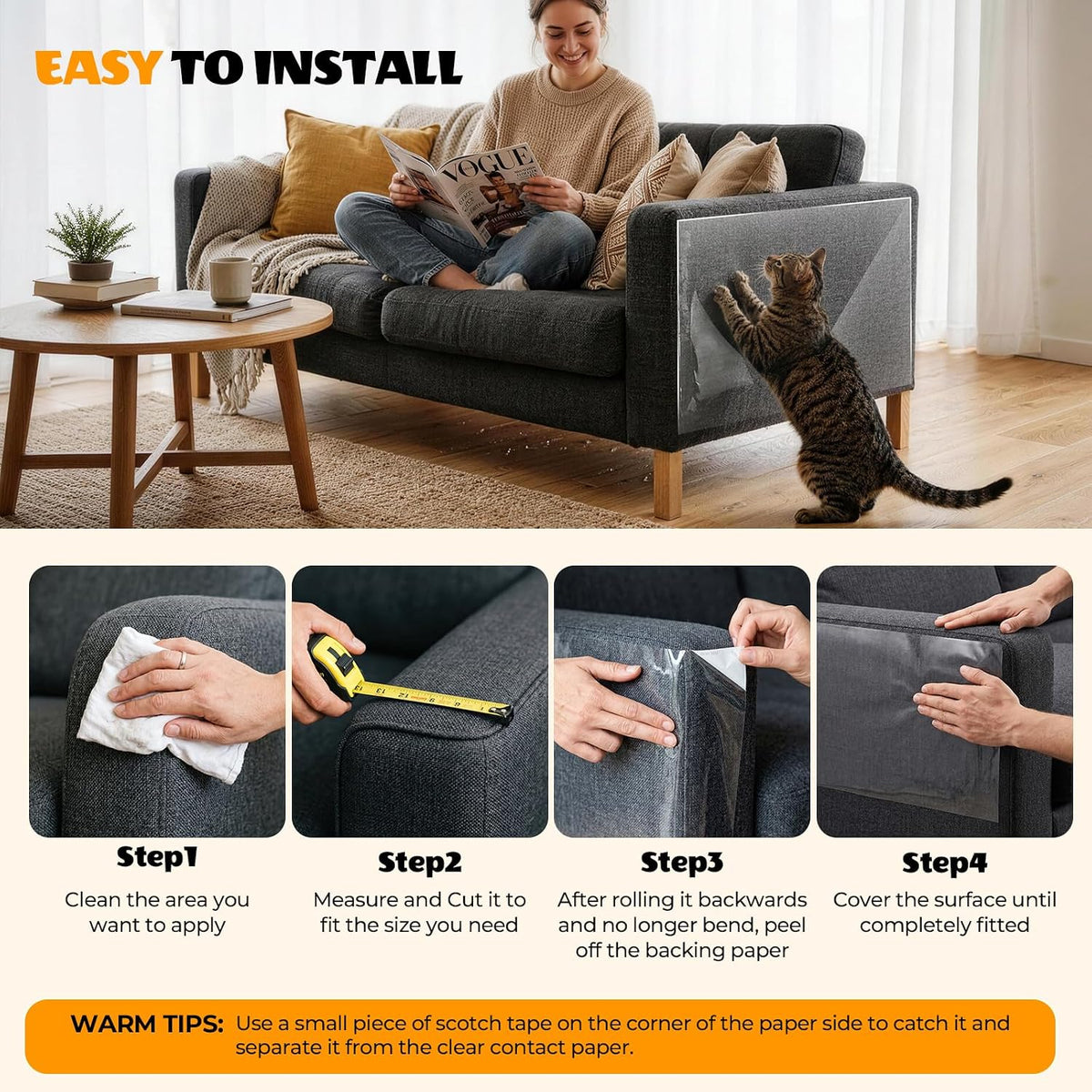 High quality vinyl pet scratch deterrent roll dimensions