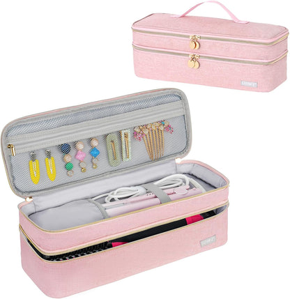 LEFOR Z double layer travel carrying case front view in pink