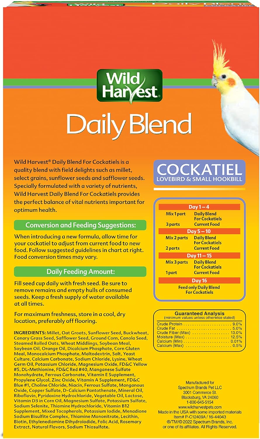 Wild Harvest bird food nutrition label details