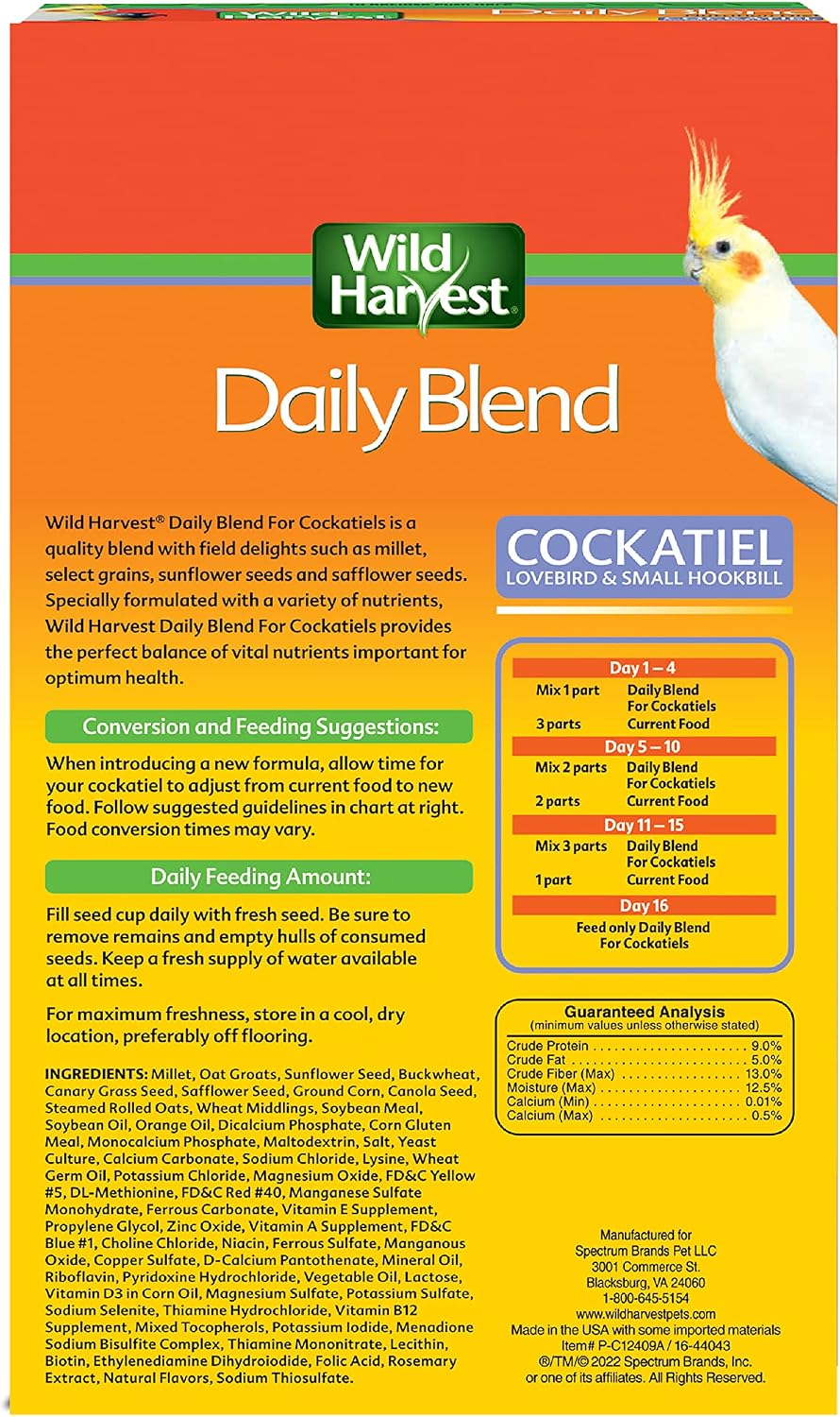 Wild Harvest Daily Blend Bird Food for Cockatiels, 2 lbs. - Image 2