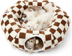 Lesure Cat Tunnel Bed for Indoor Cats - Cute Cat Donut Tunnel Toys for Small Large Cats with Washable Circle Cushion, Round Pet Peekaboo Cave Toy for Kitten/Puppy/Rabbit, Standard Cozy Clouds Blue - Image 12