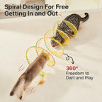 Potaroma self play cat tunnel toy folded completely flat to demonstrate its collapsible storage feature.