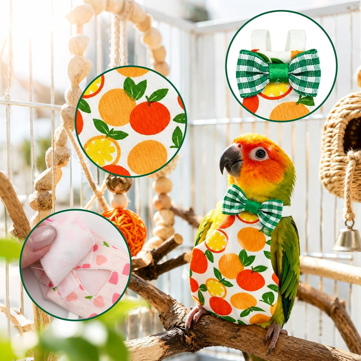ECNHIVE small bird diaper showing velcro closure straps