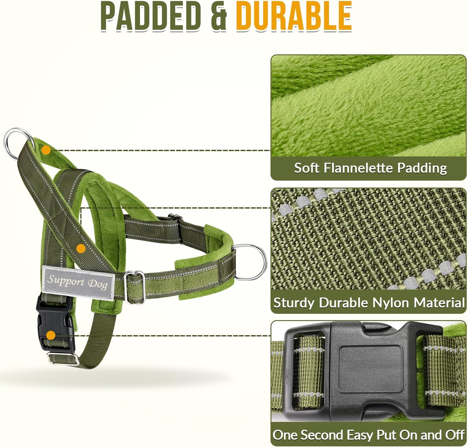 Lukovee green medium large breed dog vest with do not pet adhesive patch