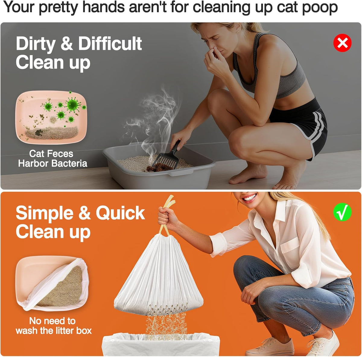 ADDPETS cat litter bags showing built-in sifting holes detail