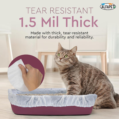 Cat litter pan liner with twenty pound capacity holding clean clay litter