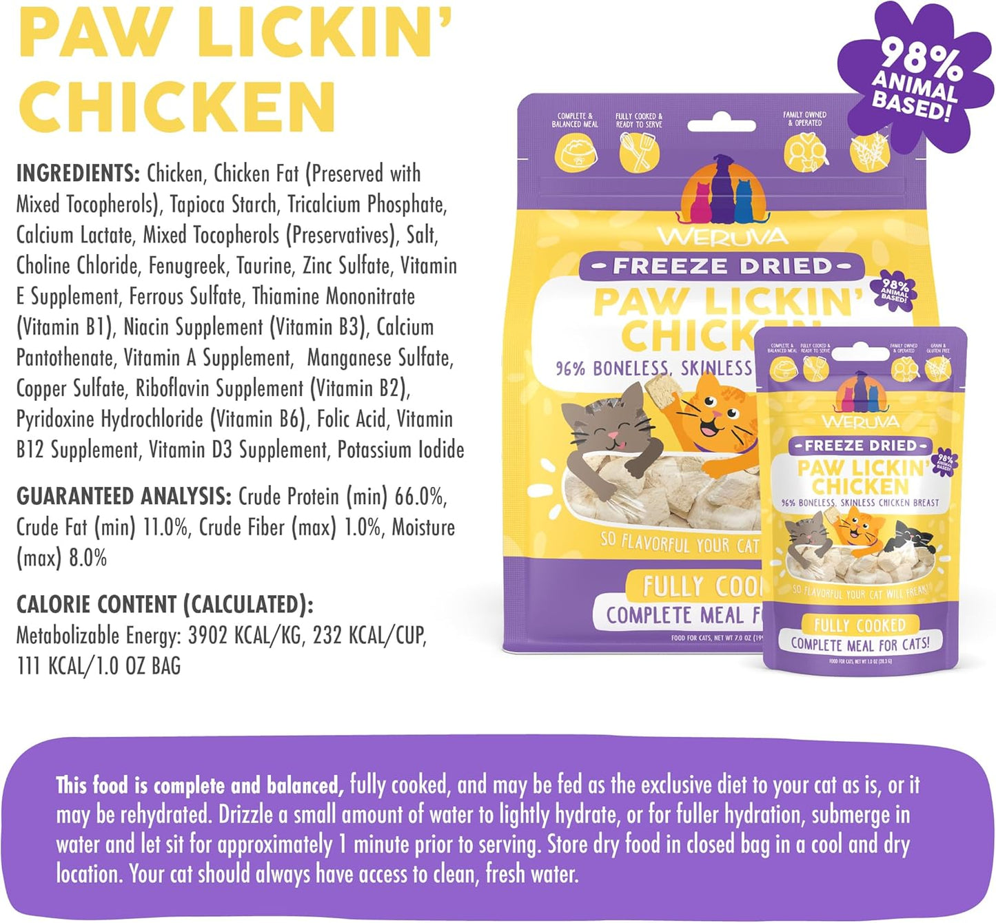 Weruva Paw Lickin Chicken one ounce bag for cats