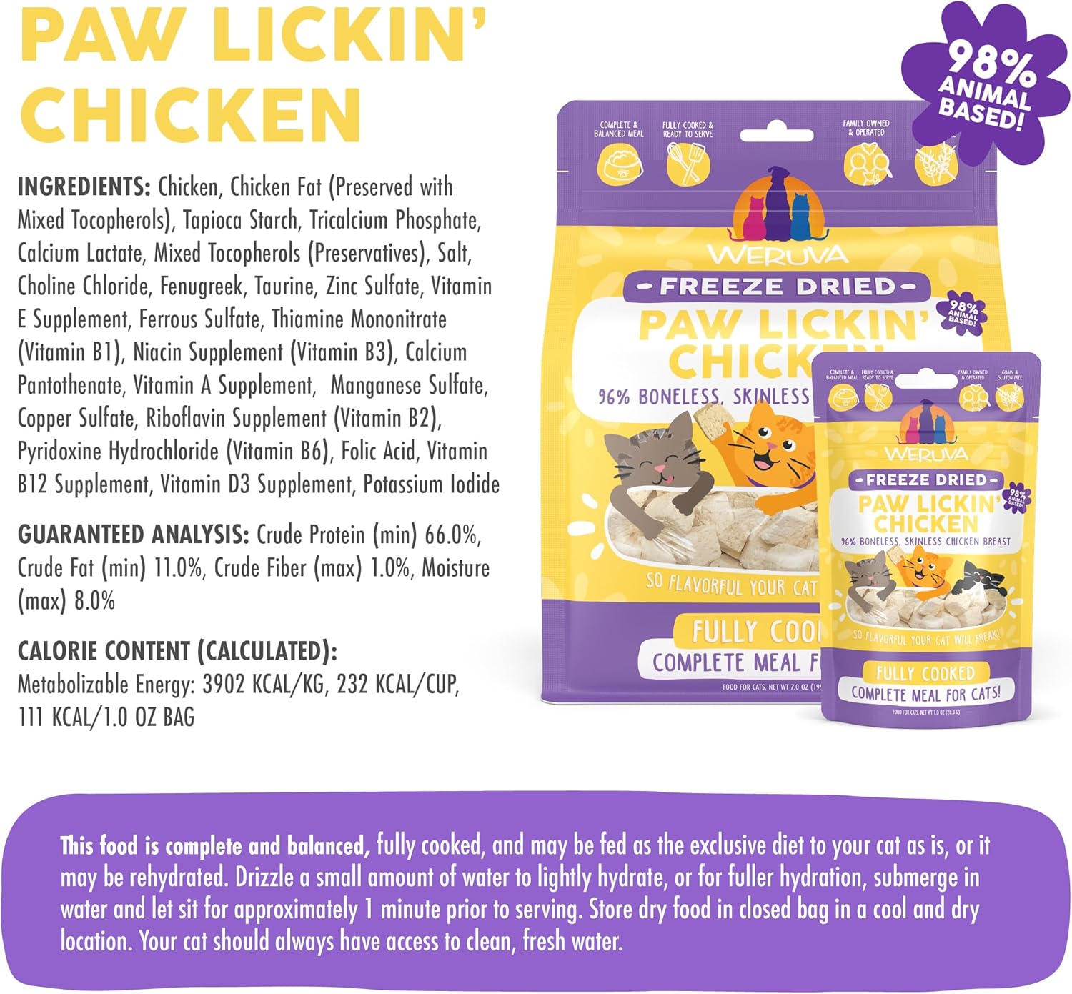 Weruva Paw Lickin Chicken one ounce bag for cats