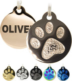 Engraved Cat Tags - Personalized with 4 Lines of Custom Engraved ID, Round Paw Print Solid Plating Stainless Steel in 5 Colors: Gold, Rose Gold, Blue, Black, Nebula - Image 10