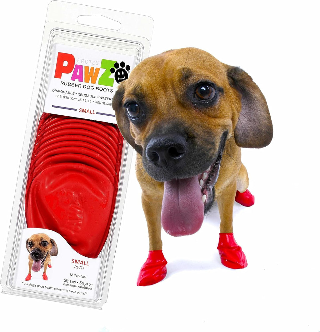 PawZ Rubber Dog Boots for Medium Paws - All-Weather Waterproof Dog Shoes, Anti-Slip Traction for Rain, Snow, Mud & Hot Pavement - Pull-On Dog Booties, Blue - Medium (2.5" - 3") - Pack of 12 - Image 10