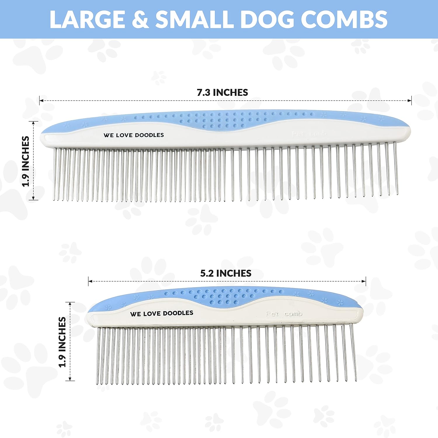 Authentic USA imported We Love Doodles pet comb packaging and contents
