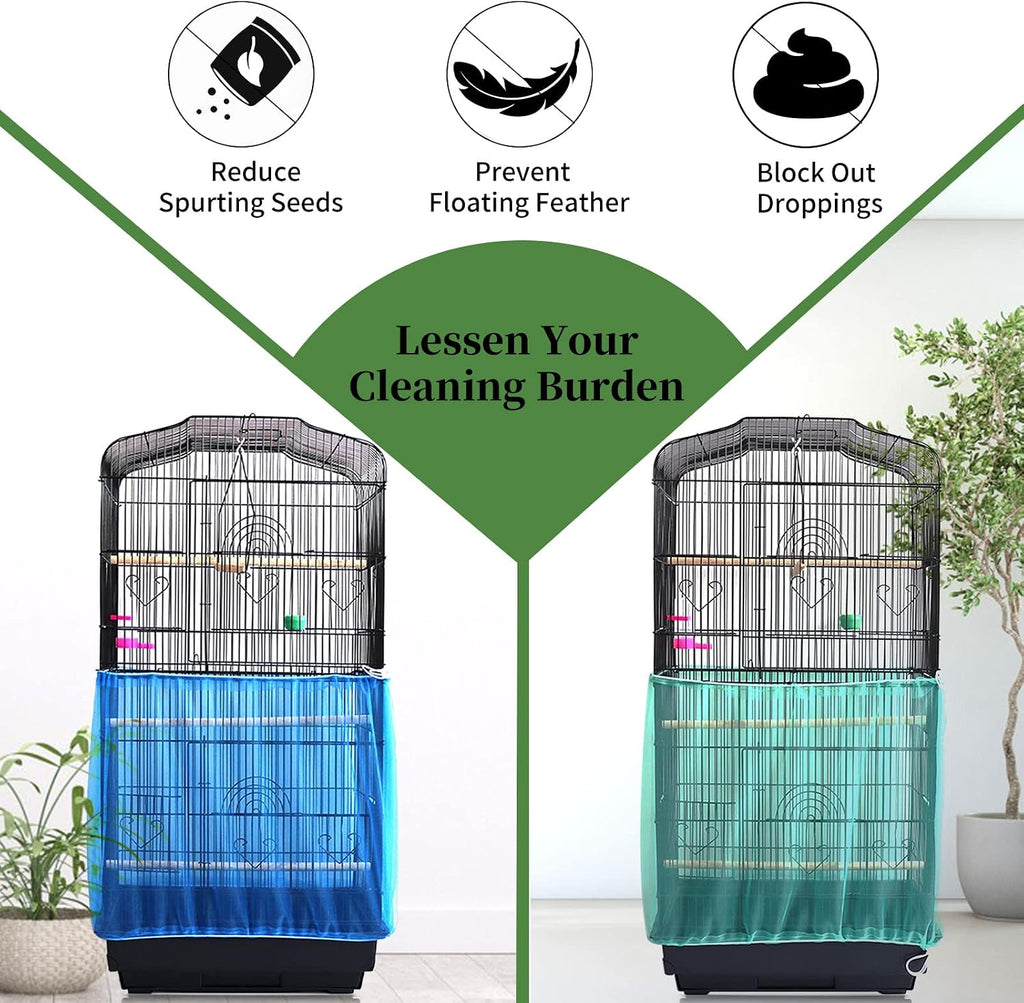 Daoeny mesh bird cage seed catcher installed on round cage