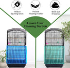 Daoeny mesh bird cage seed catcher installed on round cage