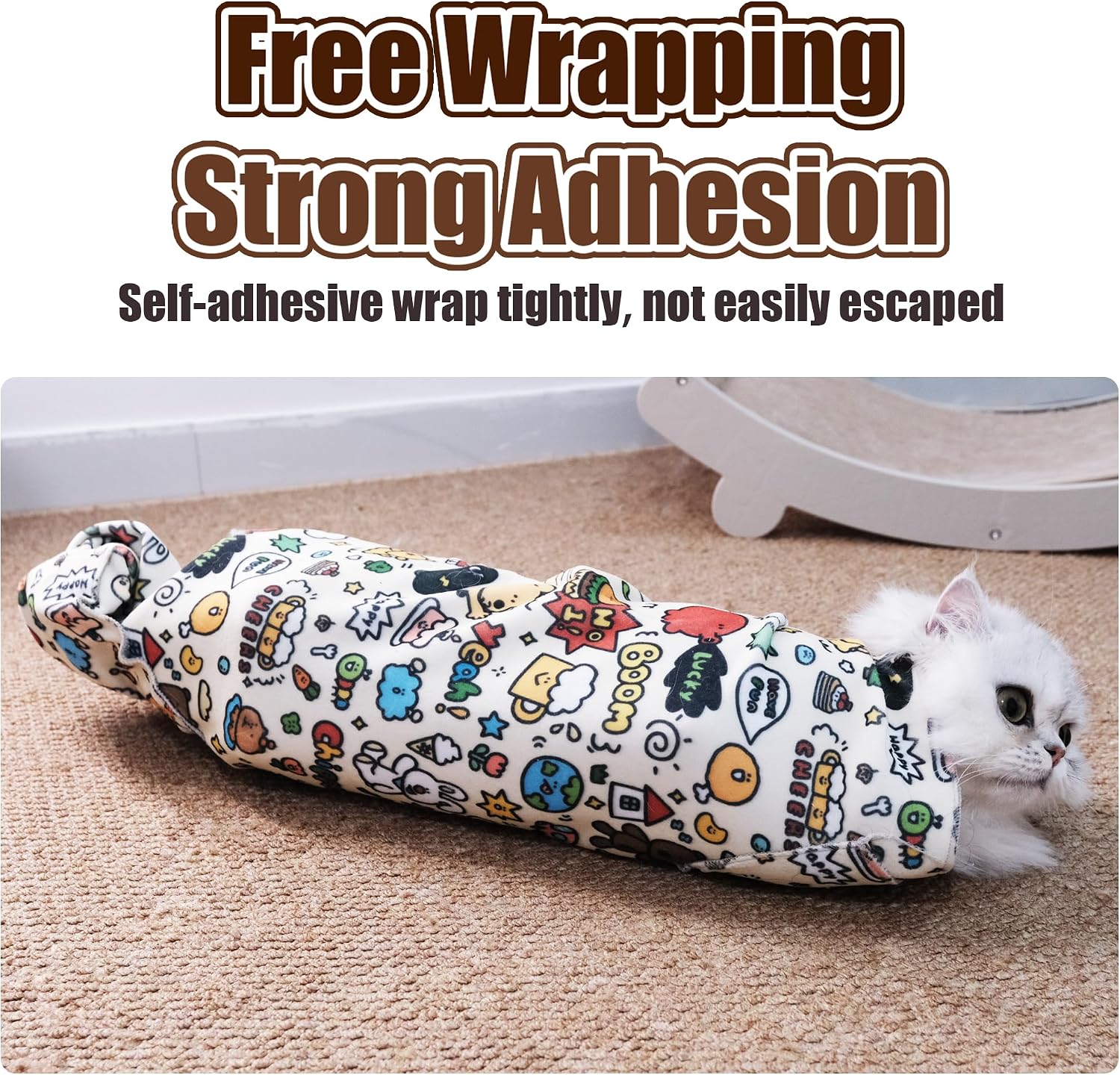 Anti escape cat grooming bag open view demonstrating the large size layout