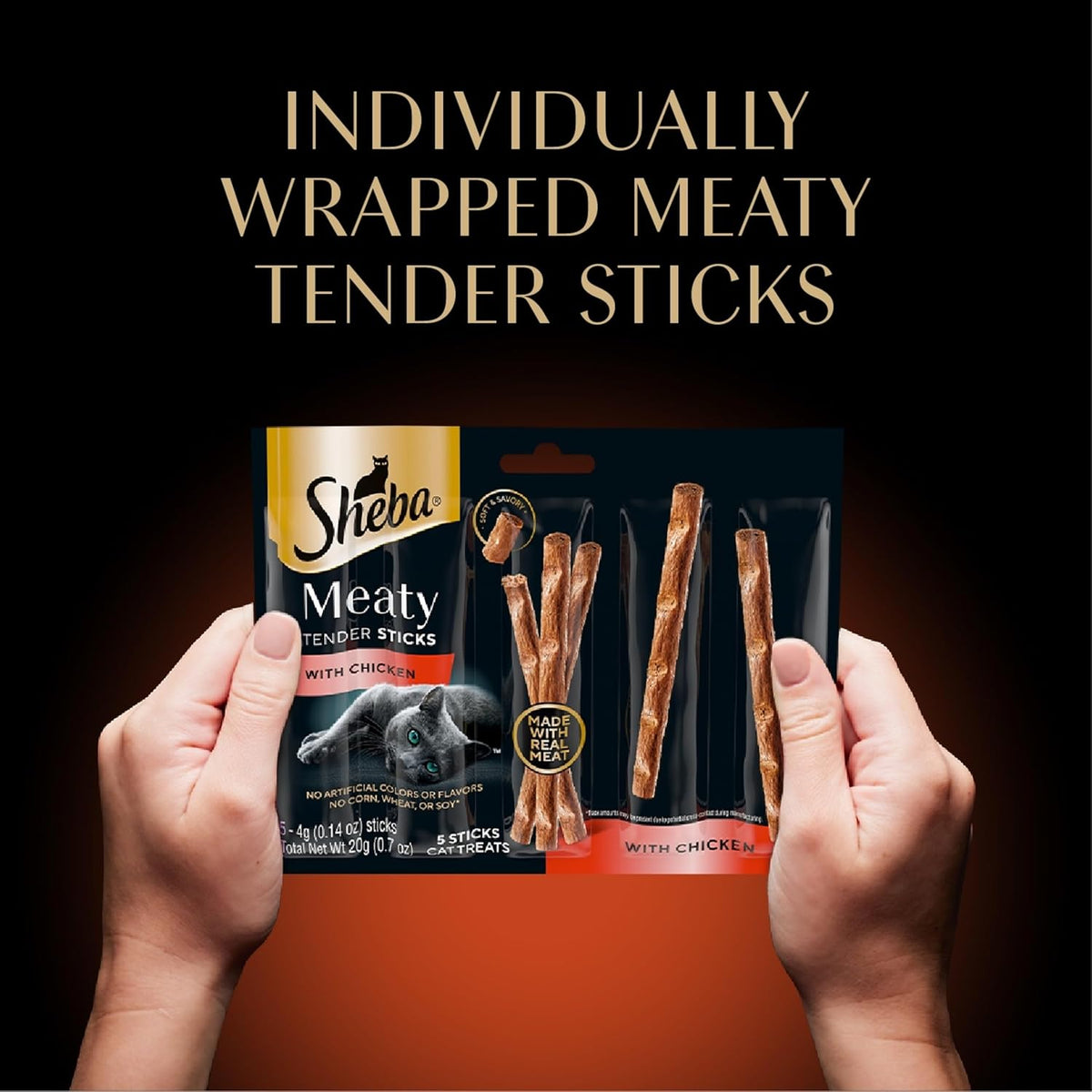 Sheba Meaty Tender Sticks Cat Treats Chicken, Tuna Flavor, or Salmon Flavor, 0.14 oz., 70 Count - Image 9