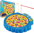 Haktoys Fishing Game Toy Set front view showing the blue rotating board and colorful fish