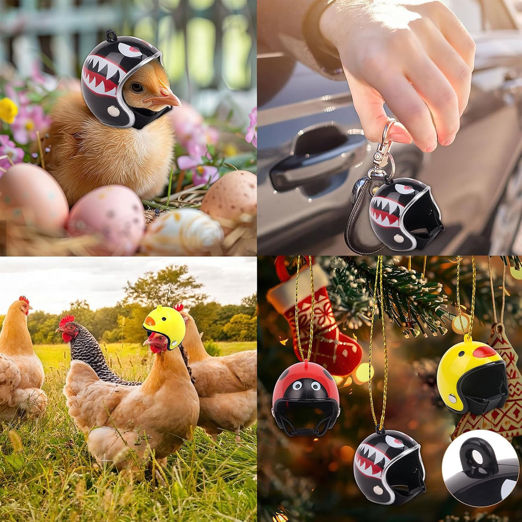 Miniature bird costume hard hat with flame design for stylish roosters