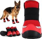 Dog walking comfortably on pavement wearing black Furrtripsy boots