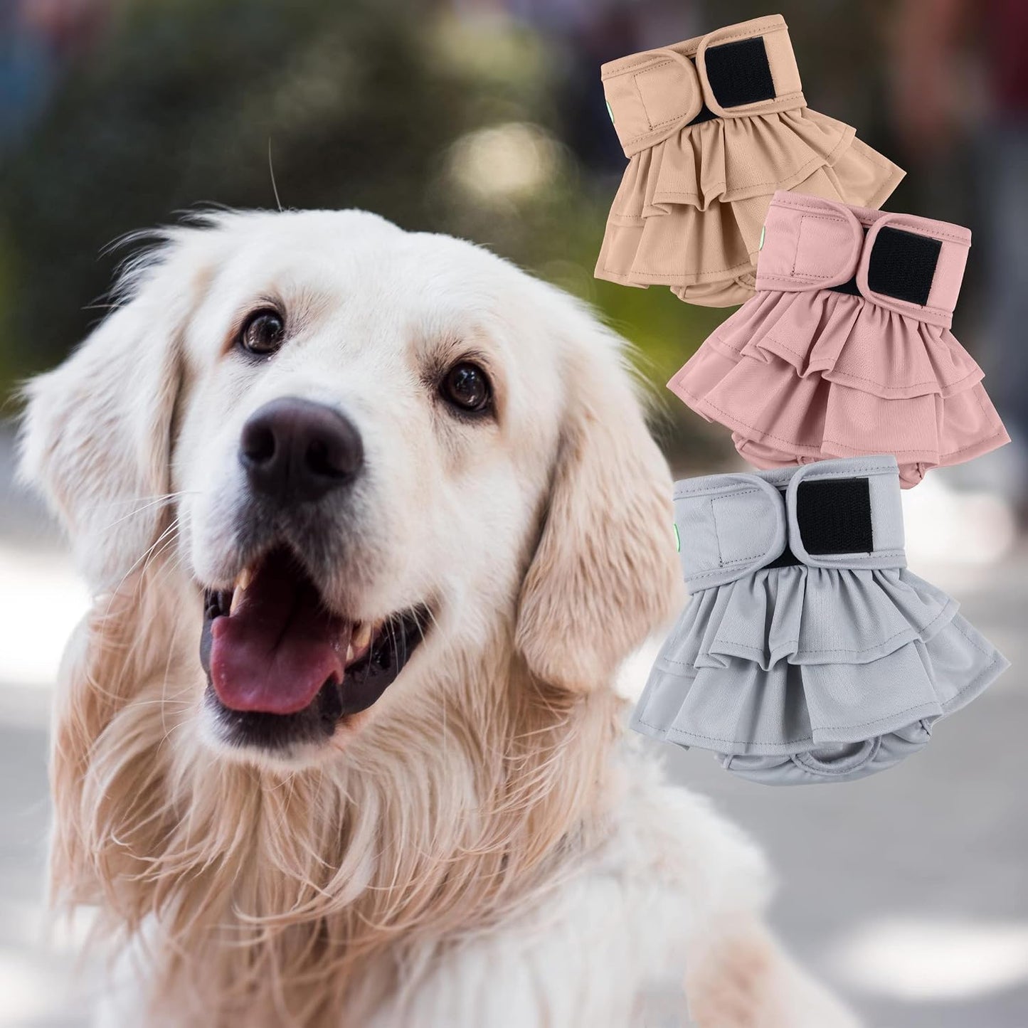 Wegreeco washable puppy diapers showing the integrated tail hole for a secure pet fit.