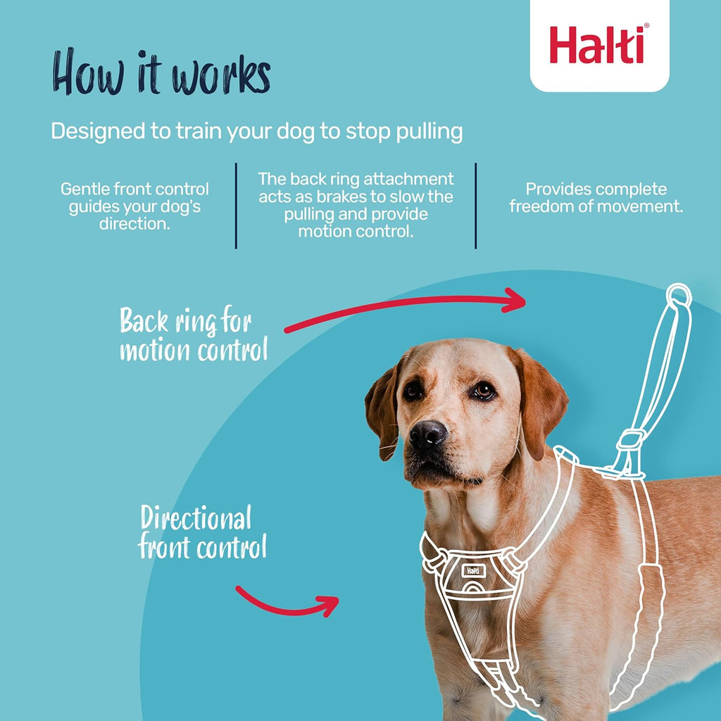 Side profile of Halti no pull dog harness with padding