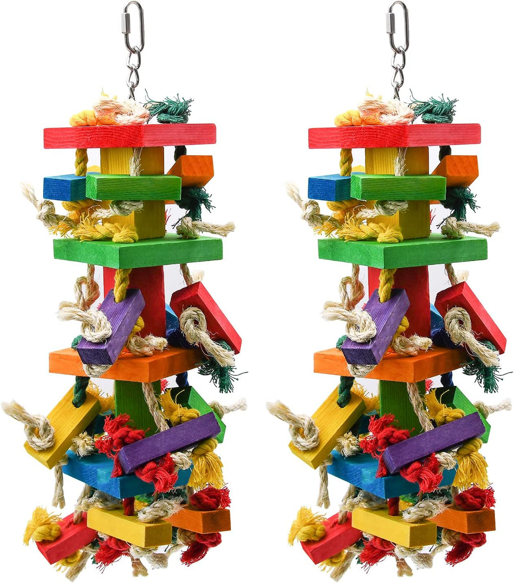 Comparison of RUBY.Q large parrot toy size relative to cage environment.